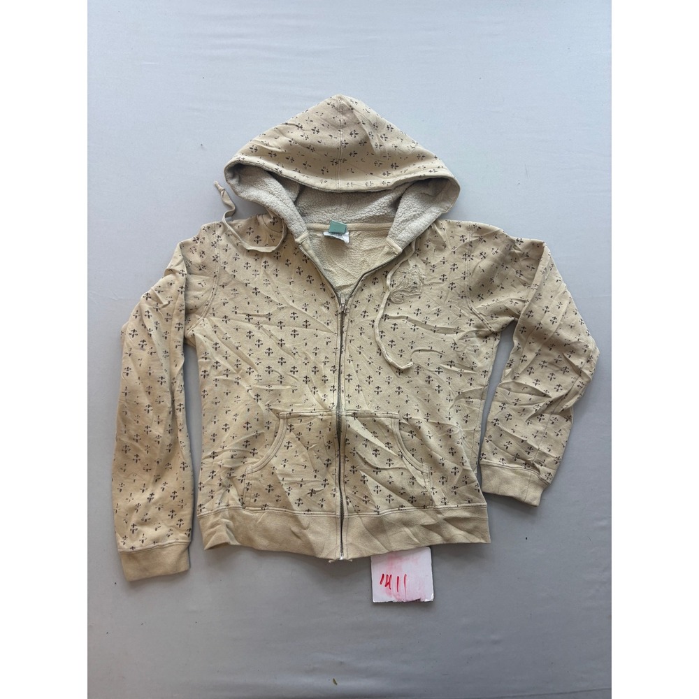 Billabong Womens Beige Fleur De Lis Sherpa Lined Full Zip Hoodie J6CB7MSS Size M